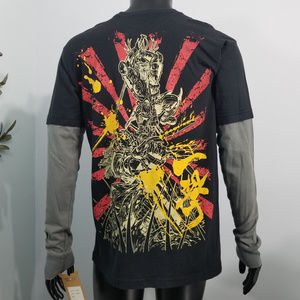 Mens Black Graphic T-Shirt Large Long Sleeve